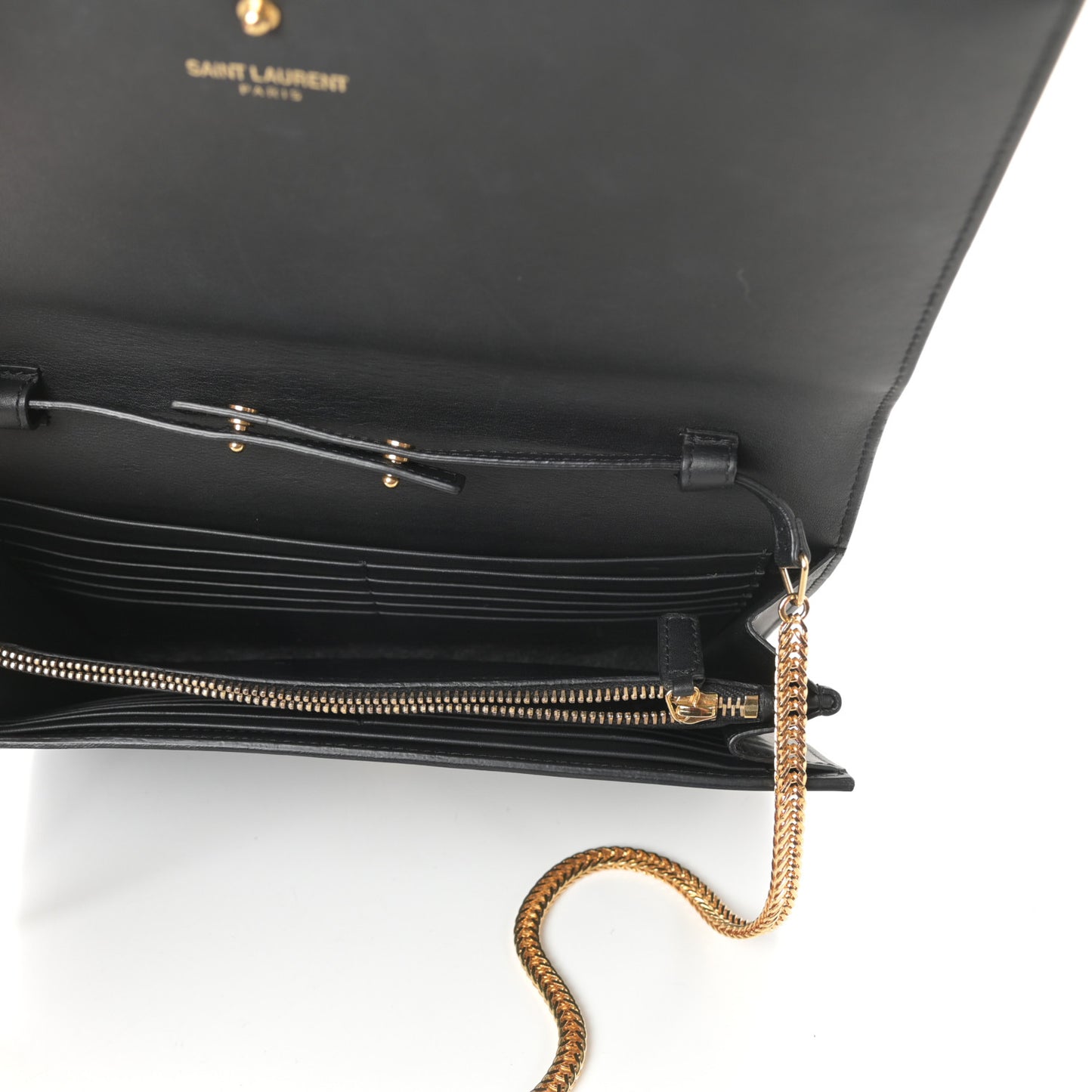 Calfskin Classic Y Ligne Chain Wallet Black