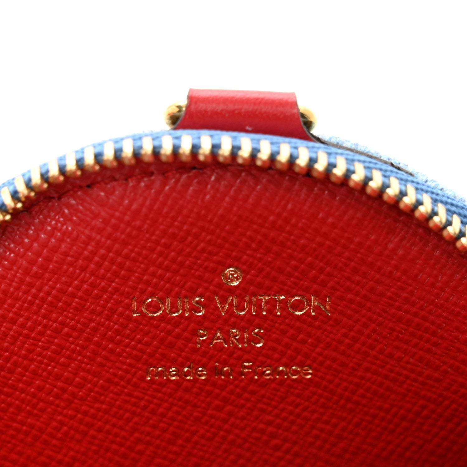 Louis Vuitton Denim Damier Monogram Patchwork Multi Pochette Accessories Coin Purse Blue Rouge 4 of 4