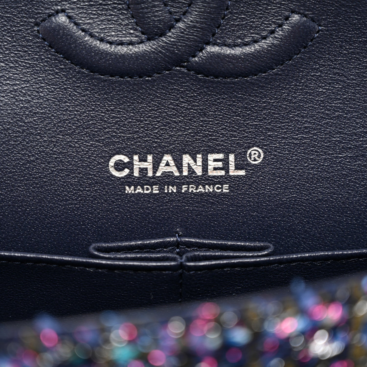 Chanel Tweed Chevron Quilted Medium Double Flap Blue Multicolor 6 of 11