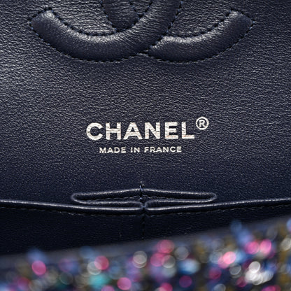 Chanel Tweed Chevron Quilted Medium Double Flap Blue Multicolor 6 of 11
