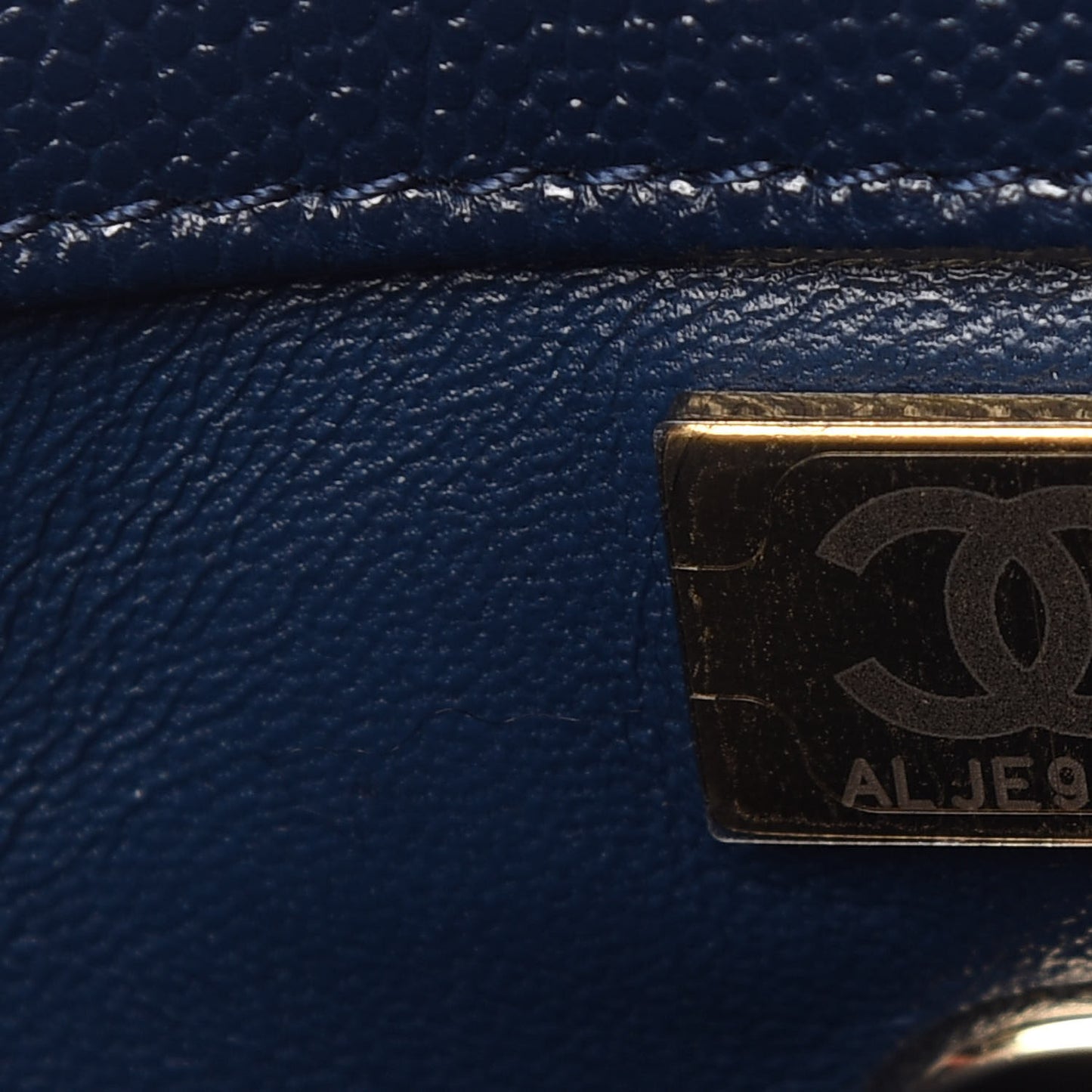 Caviar Quilted Lizard Embossed Mini Coco Handle Flap Navy