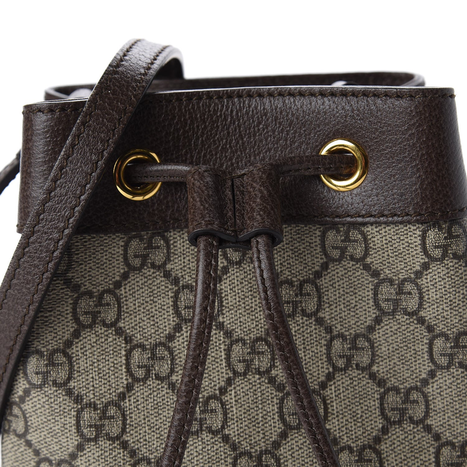 Gucci GG Supreme Monogram Web Mini Ophidia Bucket Bag Brown 10 of 12