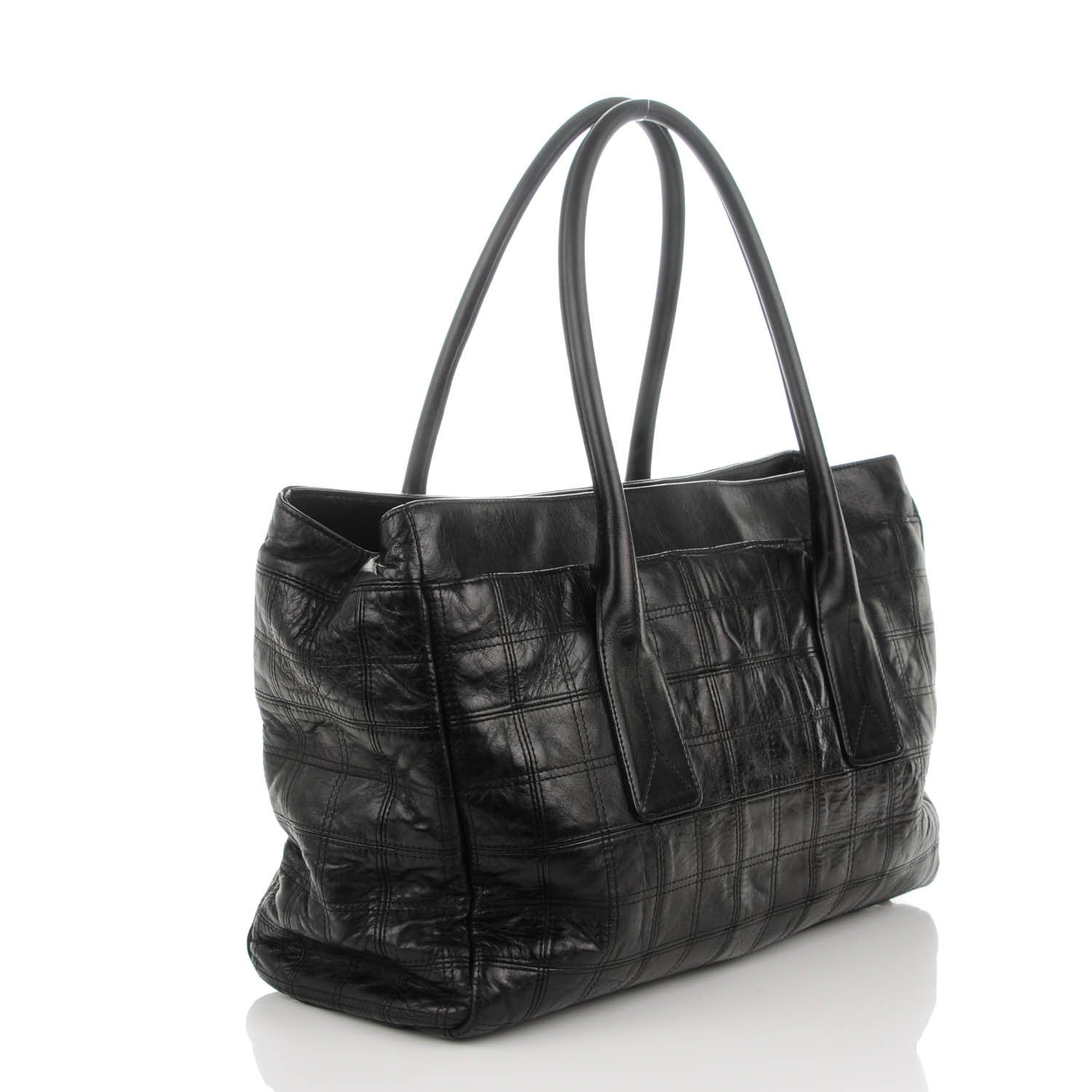 Chanel Lambskin Square Stitched Lax Shopping Tote Black 3 of 9