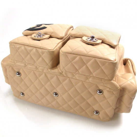 Chanel Calfskin Quilted Large Cambon Multipocket Reporter Beige Black 5 of 10