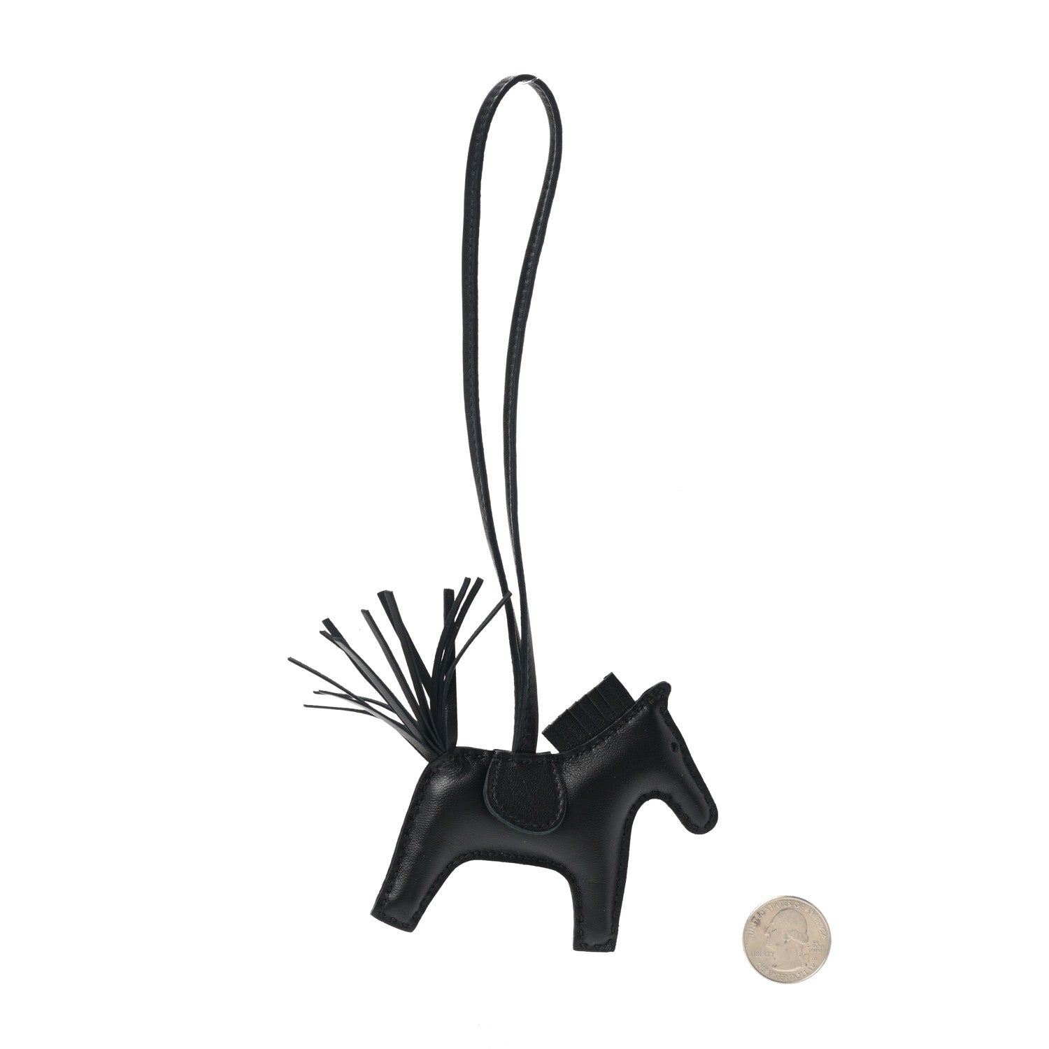 Hermes Milo Lambskin Grigri Rodeo Horse Bag Charm PM So Black 2 of 4