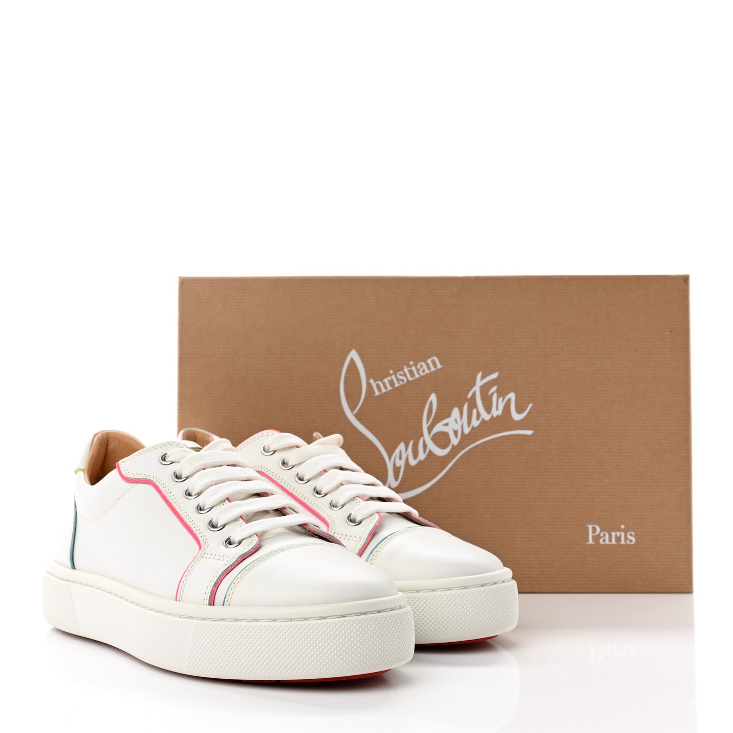Calfskin Patent Vieirissima Flat Sneakers 37.5 White Multicolor