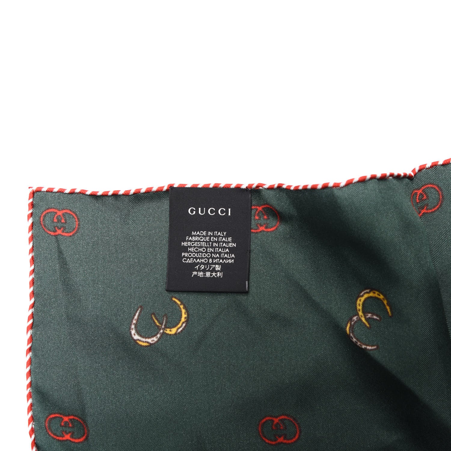 Gucci Silk Twill Poket Logos Pocket Square Green 3 of 3