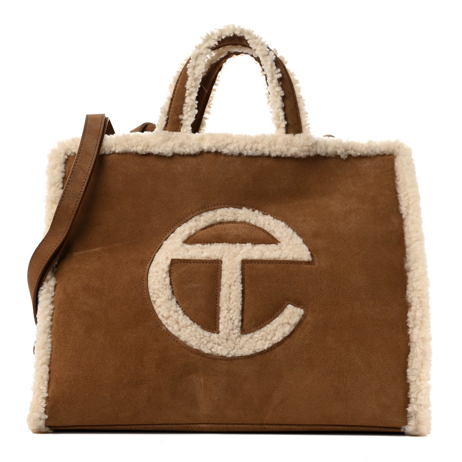 Telfar X UGG Suede Shearling Medium Shopping Bag Chestnut 1 of 9