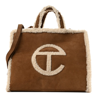 Telfar X UGG Suede Shearling Medium Shopping Bag Chestnut 1 of 9