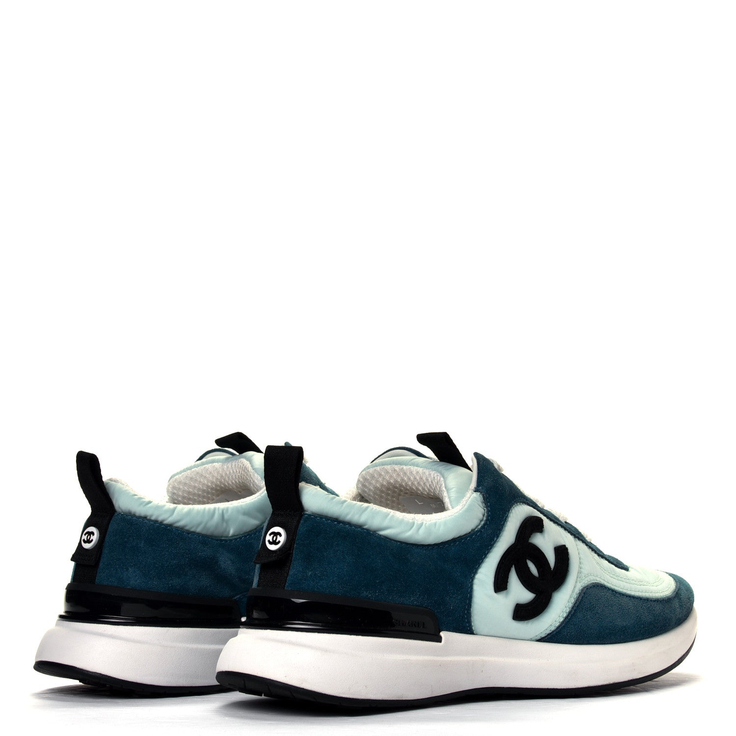 Chanel Nylon Suede Calfskin CC Sneakers 36 Green Light Green 3 of 4