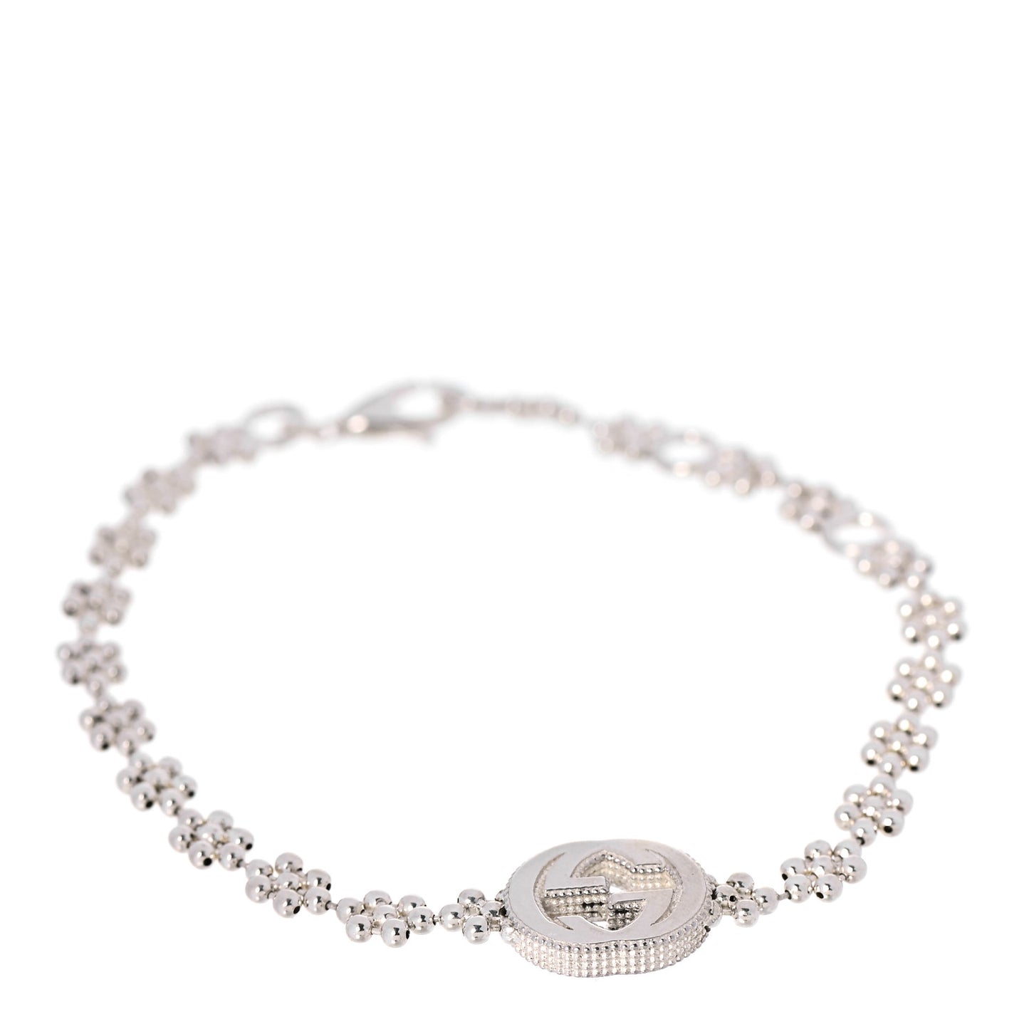 Sterling Silver Interlocking GG Beaded Flower Bracelet