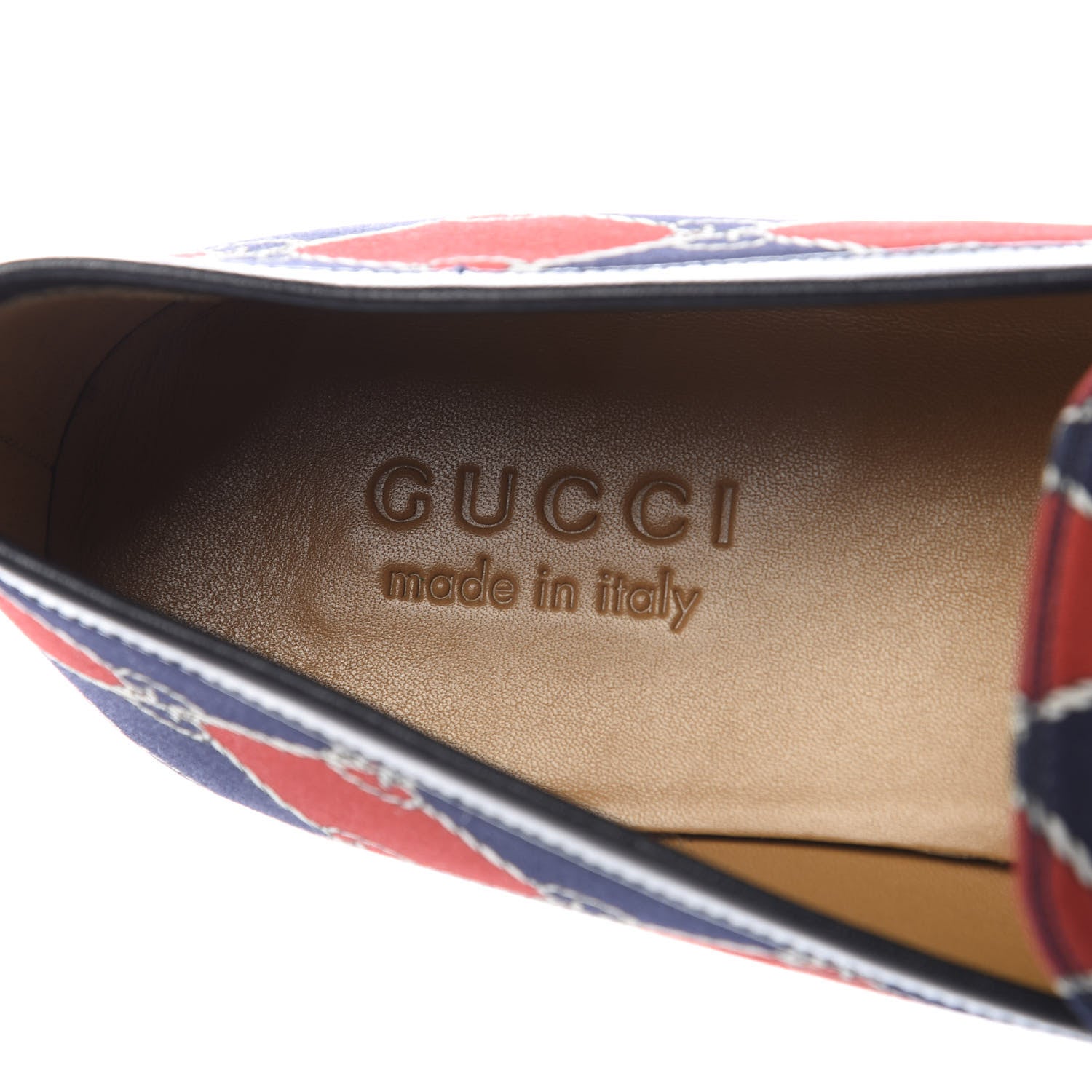 Gucci Mini GG Rhombus Chain Horsebit Mens Jordaan Loafers 6.5 Royal Bleuett Red 7 of 9