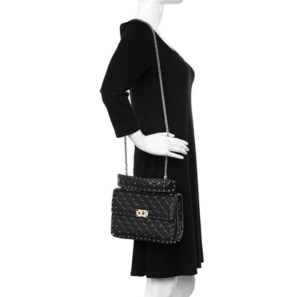 Valentino Garavani Lambskin Medium Rockstud Spike Shoulder Bag Black 2 of 10
