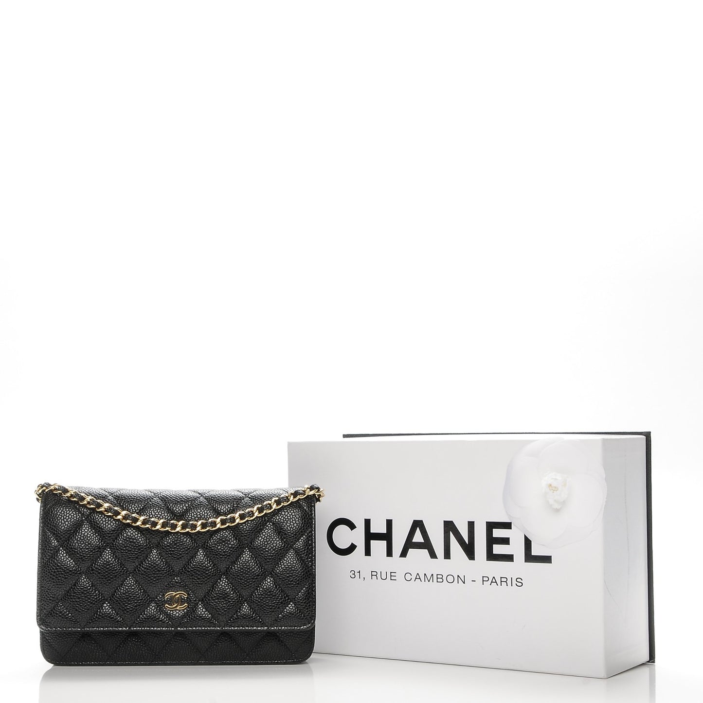 Caviar Quilted Wallet On Chain WOC Black