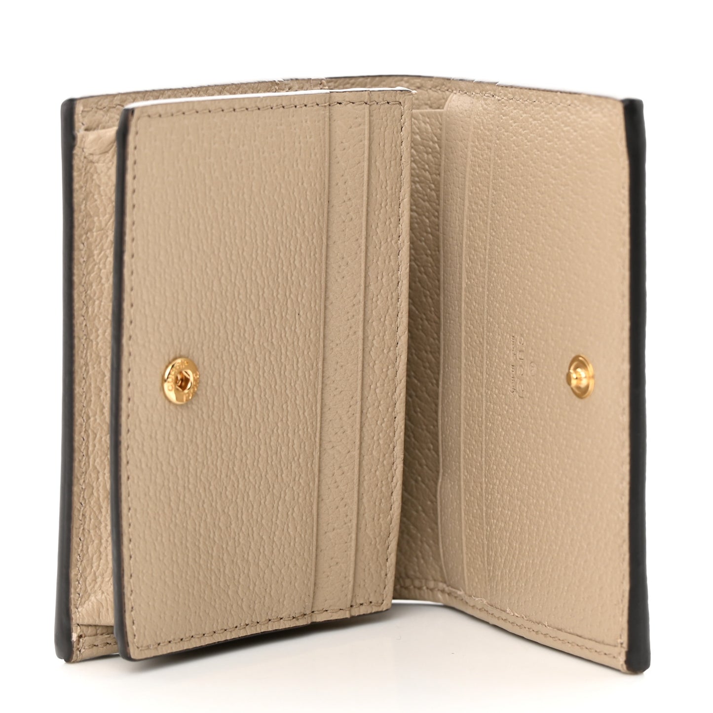 GG Supreme Monogram Textured Dollar Calfskin Web Ophidia Card Case Beige Mystic White Oatmeal
