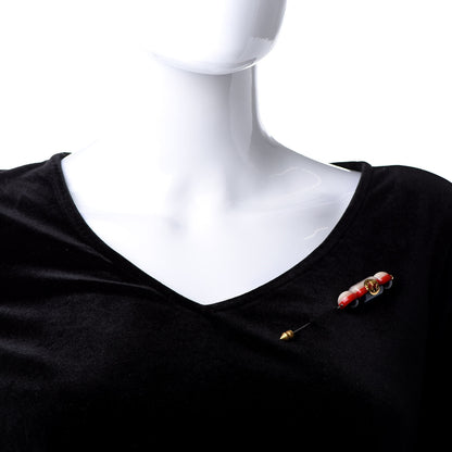 Gucci Resin Sylvie GG Brooch Gold Blue 2 of 4