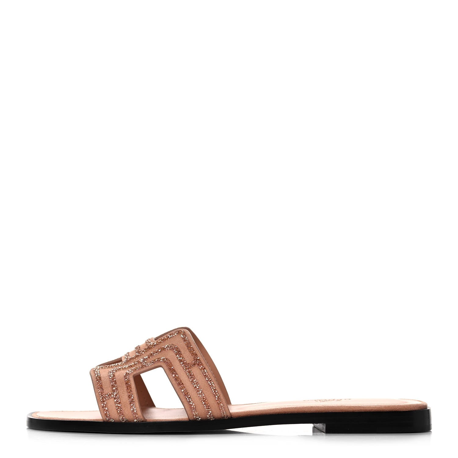 Hermes Suede Goatskin Crystal Oran Sandals 38 Rose Aube Nude 1 of 10