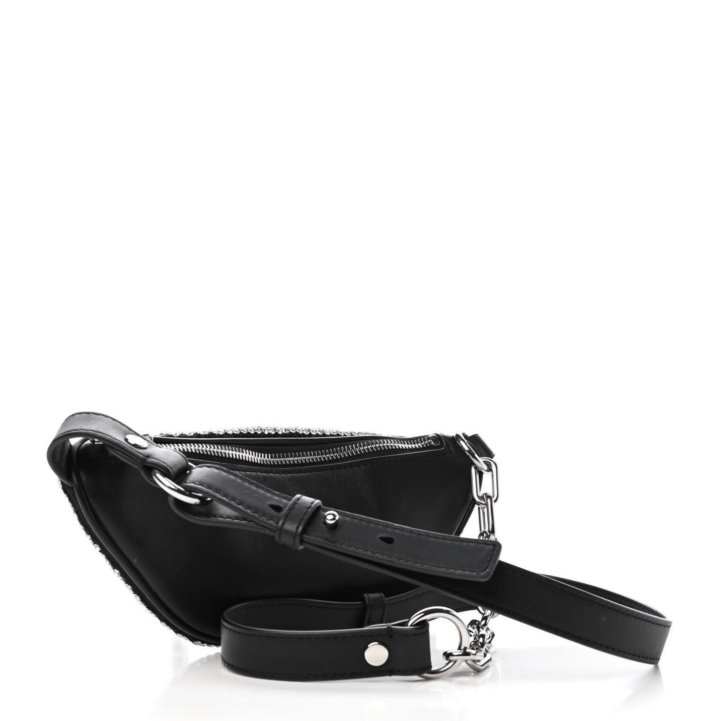 Rhinestone Mesh Mini Attica Belt Bag Black