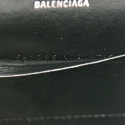 Balenciaga Grained Calfskin Logo Cash Phone Holder Wallet On Chain Black White 12 of 18