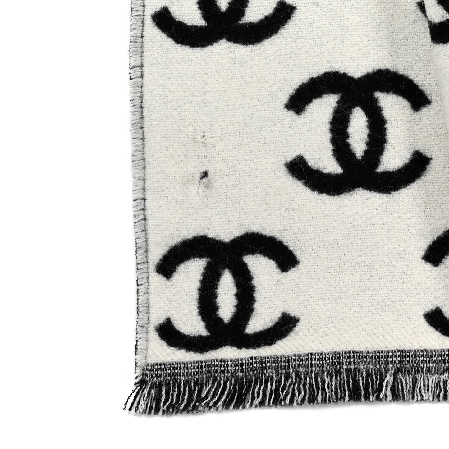 Wool Cashmere CC Scarf Black White
