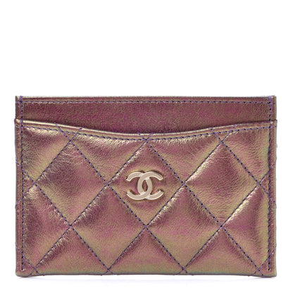 Chanel Iridescent Lambskin Quilted Card Holder Purple 1 of 9