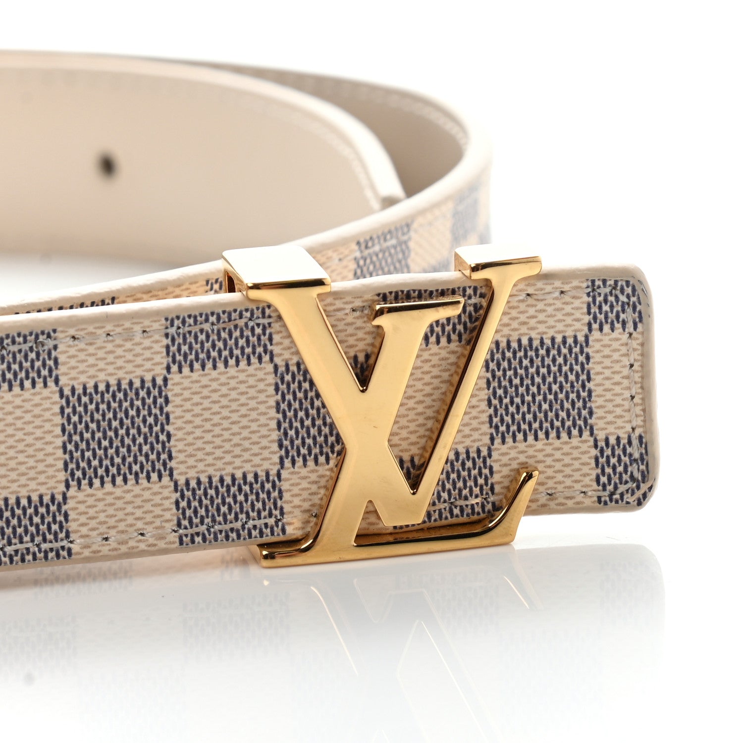 Louis Vuitton Mini Damier Azur 25mm LV Initiales Belt 80 32 4 of 6
