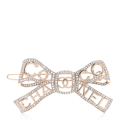 Chanel Metal Crystal Bow-tiful CC Hair Clip Gold 1 of 4