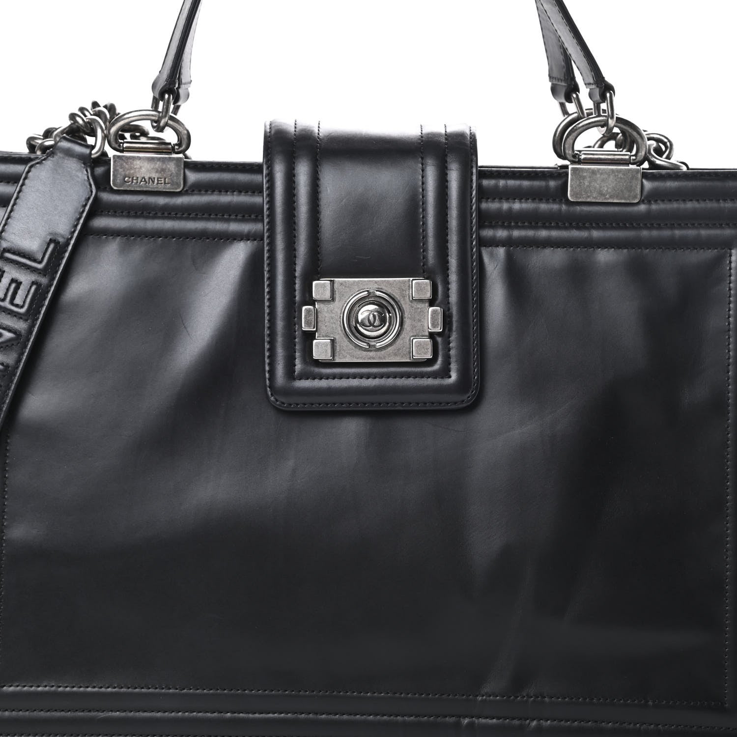 Chanel Glazed Calfskin Boy Tote Black 8 of 16
