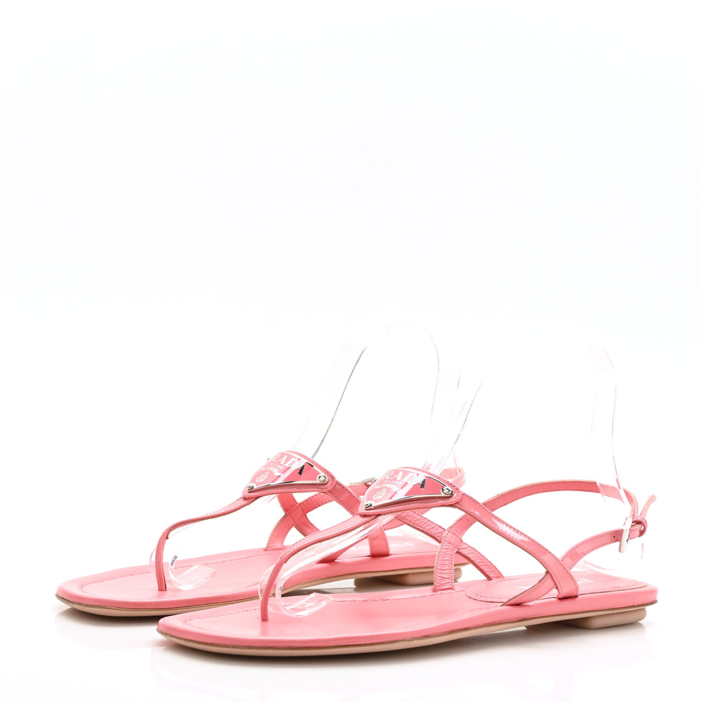 Vernice Metal Triangle Logo Slingback Flat Thong Sandals 38.5 Petalo