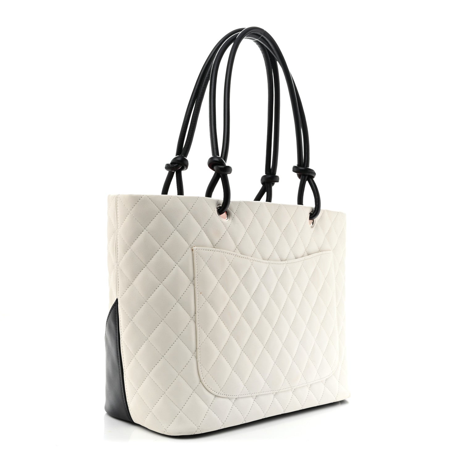 Chanel Calfskin Quilted Large Cambon Tote White Black 3 of 13