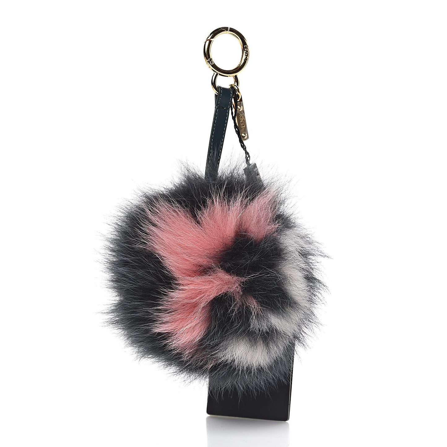 Fox Fur Nappa FF Pom Pom Bag Charm Black Foresta Bubblegum Cheesecake