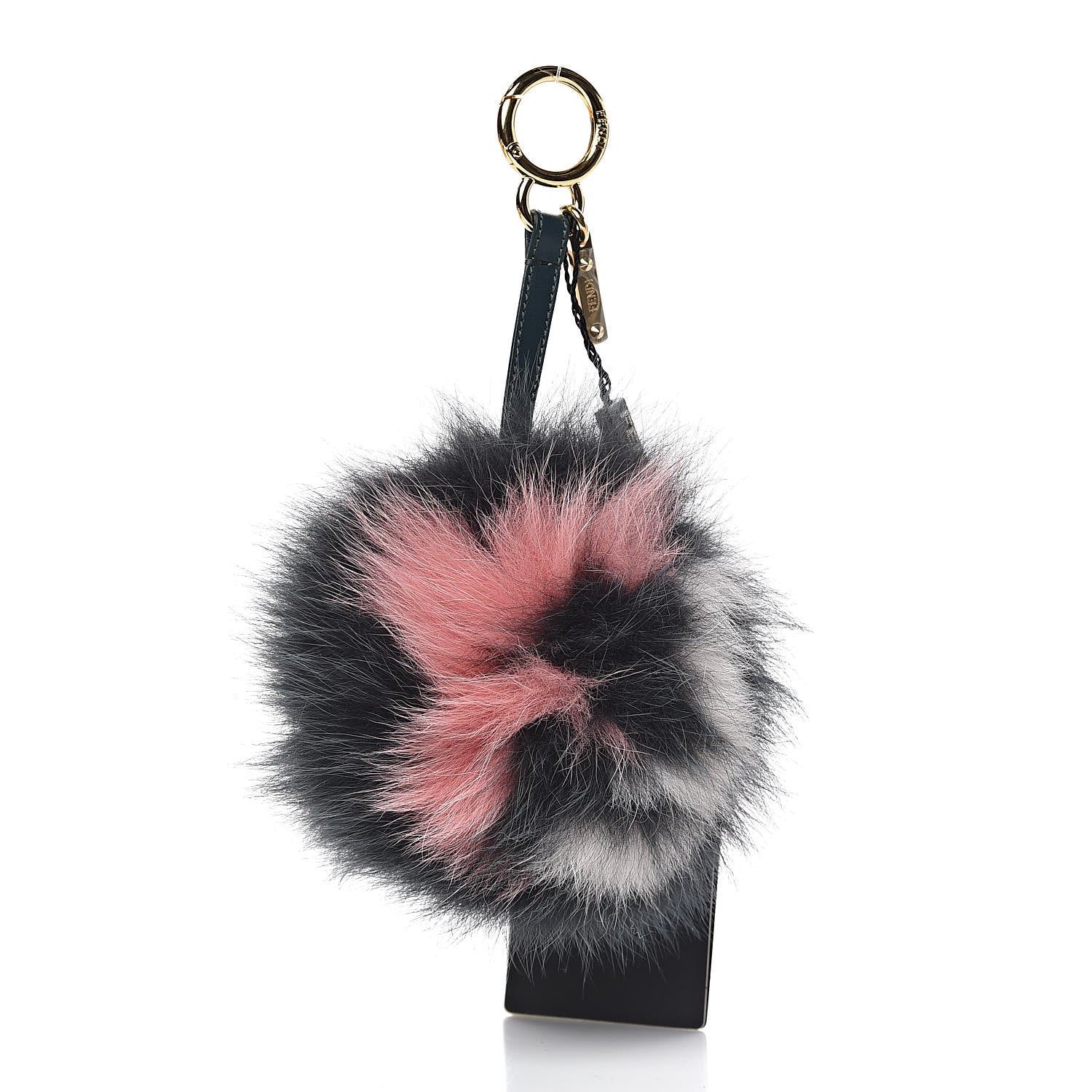 Fendi Fox Fur Nappa FF Pom Pom Bag Charm Black Foresta Bubblegum Cheesecake 1 of 4