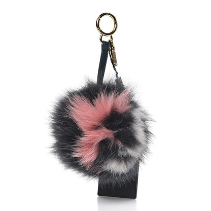 Fendi Fox Fur Nappa FF Pom Pom Bag Charm Black Foresta Bubblegum Cheesecake 1 of 4