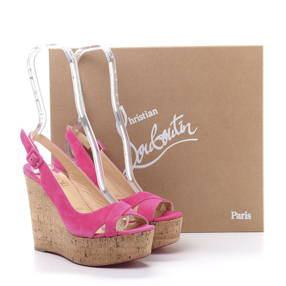 Christian Louboutin Suede Cork Reine De Liege 120 Wedges 37 Pink Natural 8 of 8