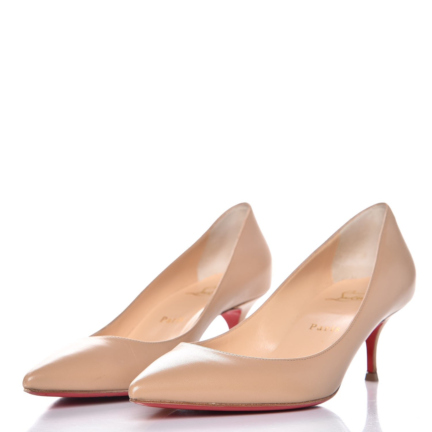 Christian Louboutin Kid Pigalle Follies 55 Pumps 37.5 Nude 3 of 14