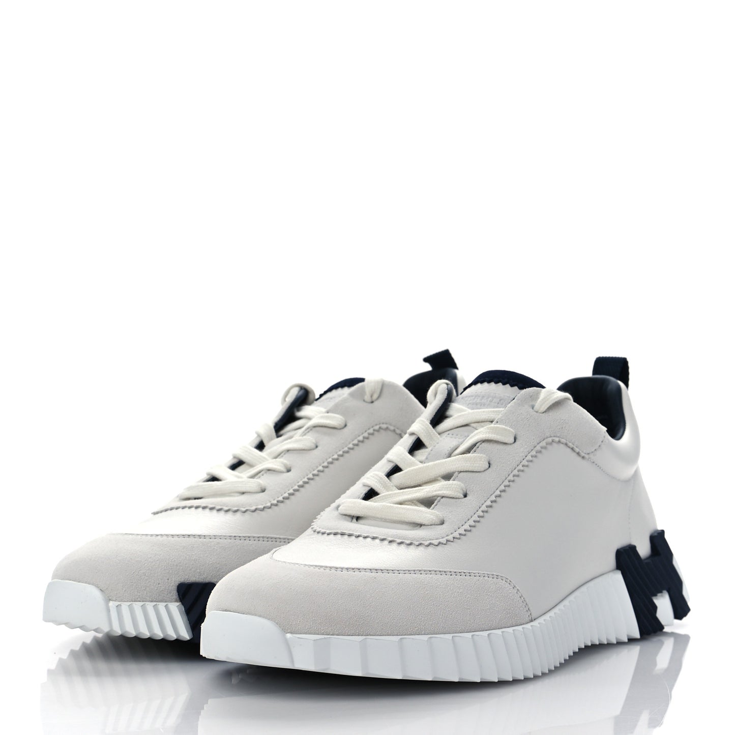 Goatskin Suede Mens Bouncing Sneakers 43 White