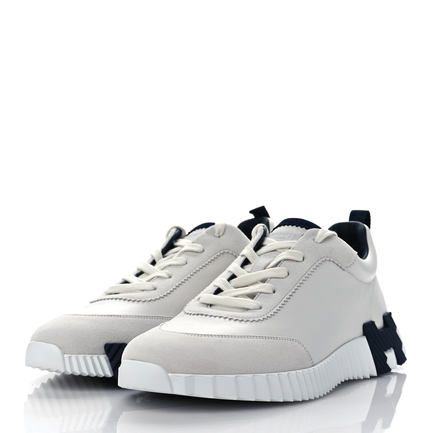 Hermes Goatskin Suede Mens Bouncing Sneakers 43 White 3 of 7