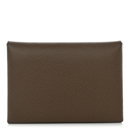 Hermes Epsom Calvi Duo Card Case Etoupe 1 of 8