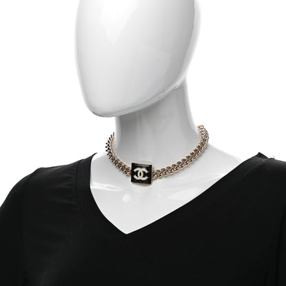 Chanel Metal Enamel CC Square Choker Gold Black White 2 of 6