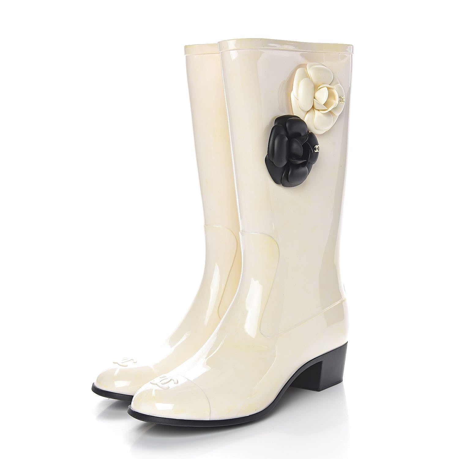Chanel Rubber Camellia Rain Boots 40 White 3 of 21