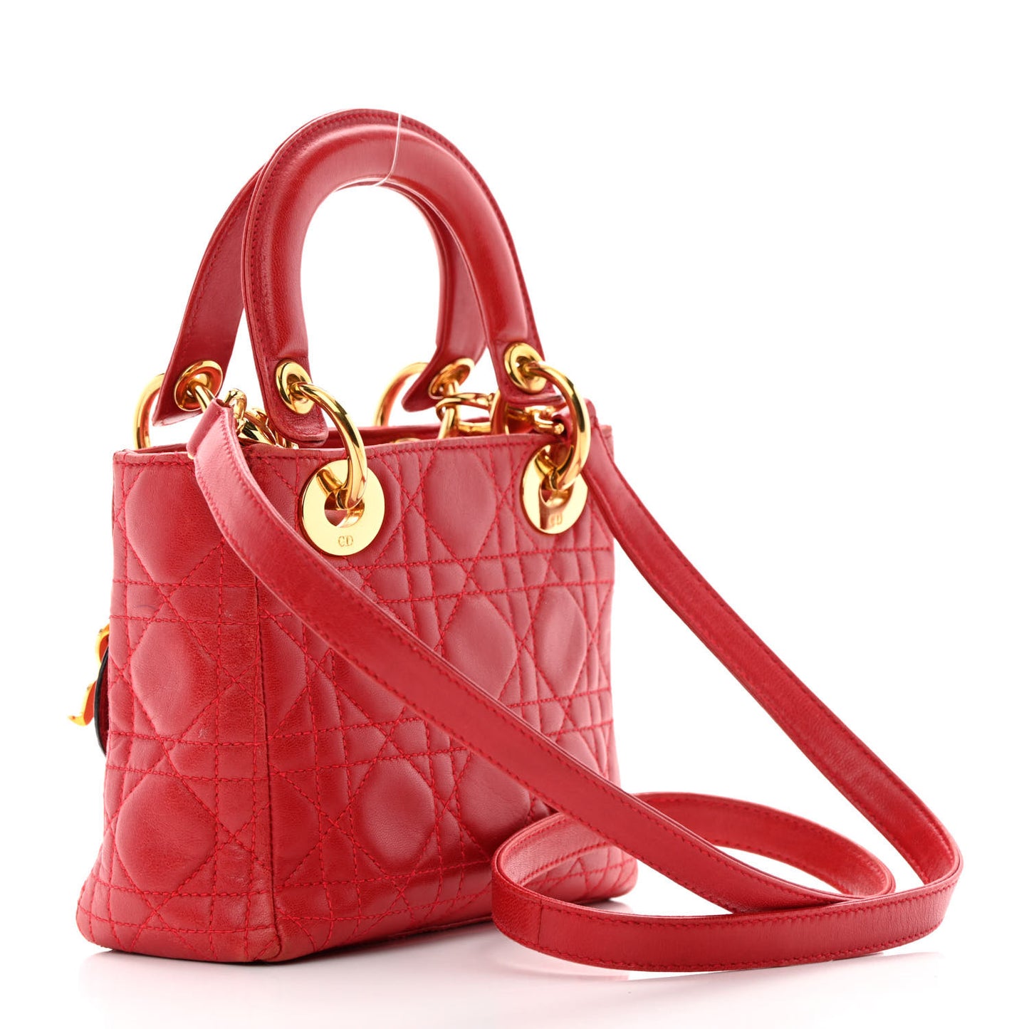 Lambskin Cannage Mini Lady Dior Red