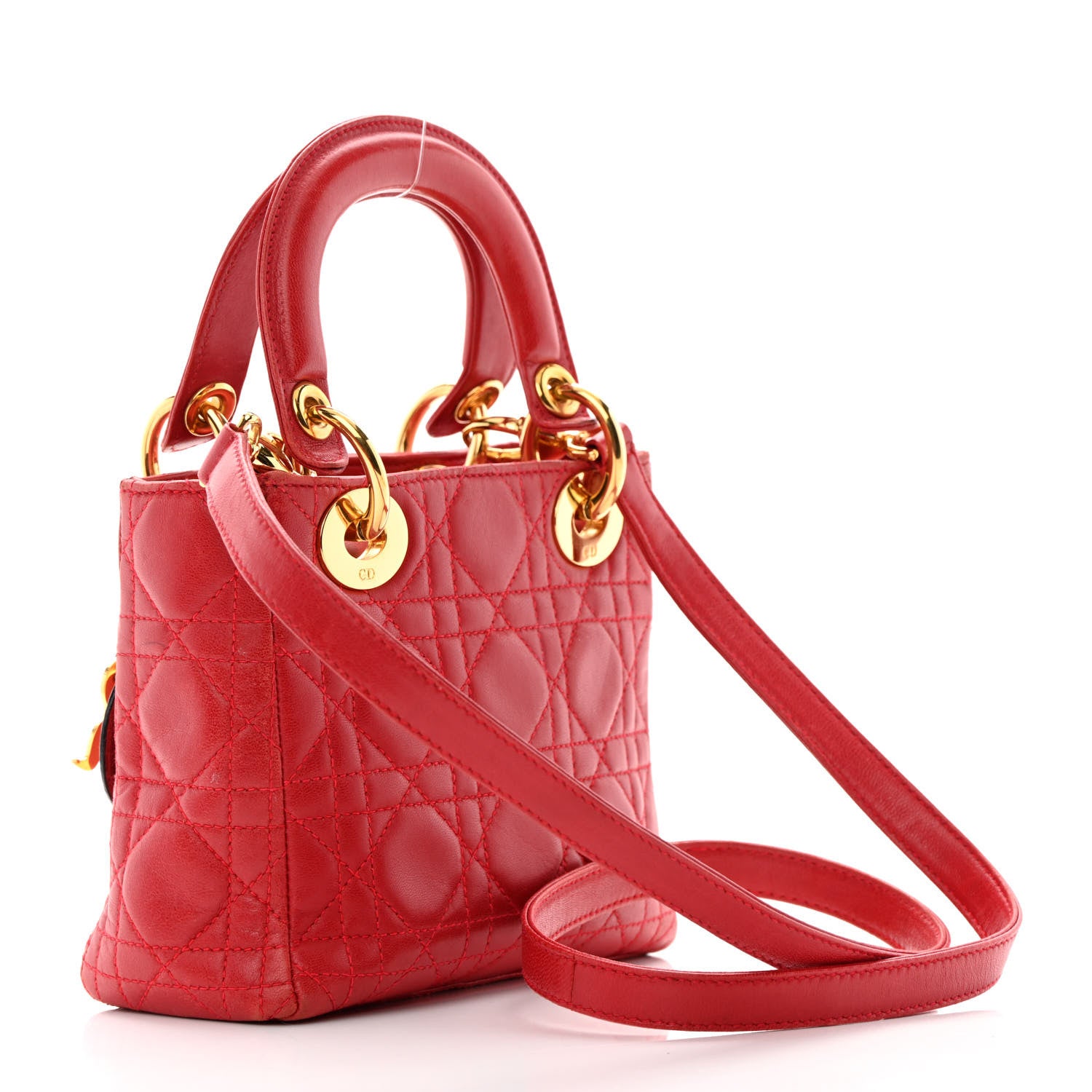 Christian Dior Lambskin Cannage Mini Lady Dior Red 3 of 18