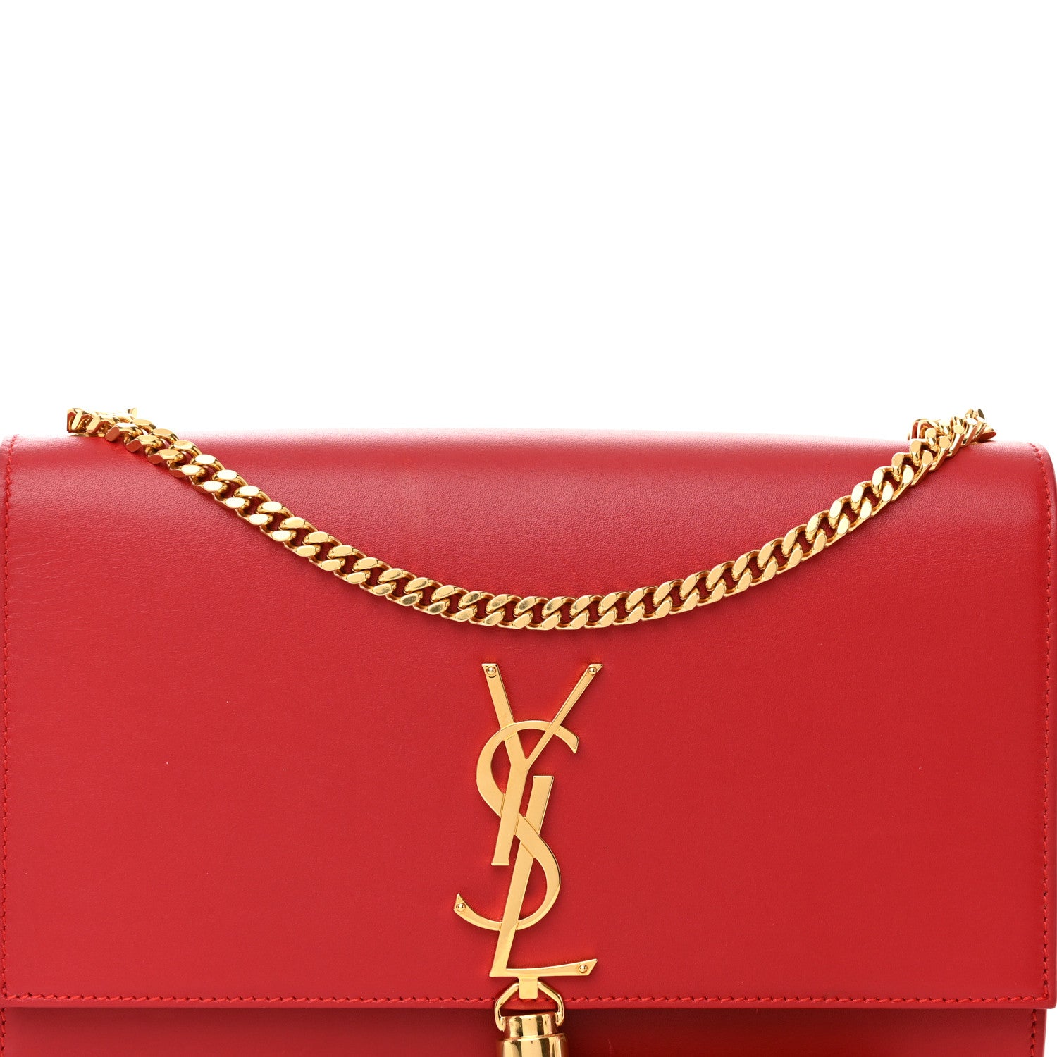 Saint Laurent Smooth Calfskin Medium Classic Monogram Kate Tassel Satchel Lipstick Red 7 of 14