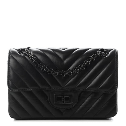 Chanel Aged Calfskin Chevron Quilted 2.55 Reissue Mini Flap So Black 1 of 9