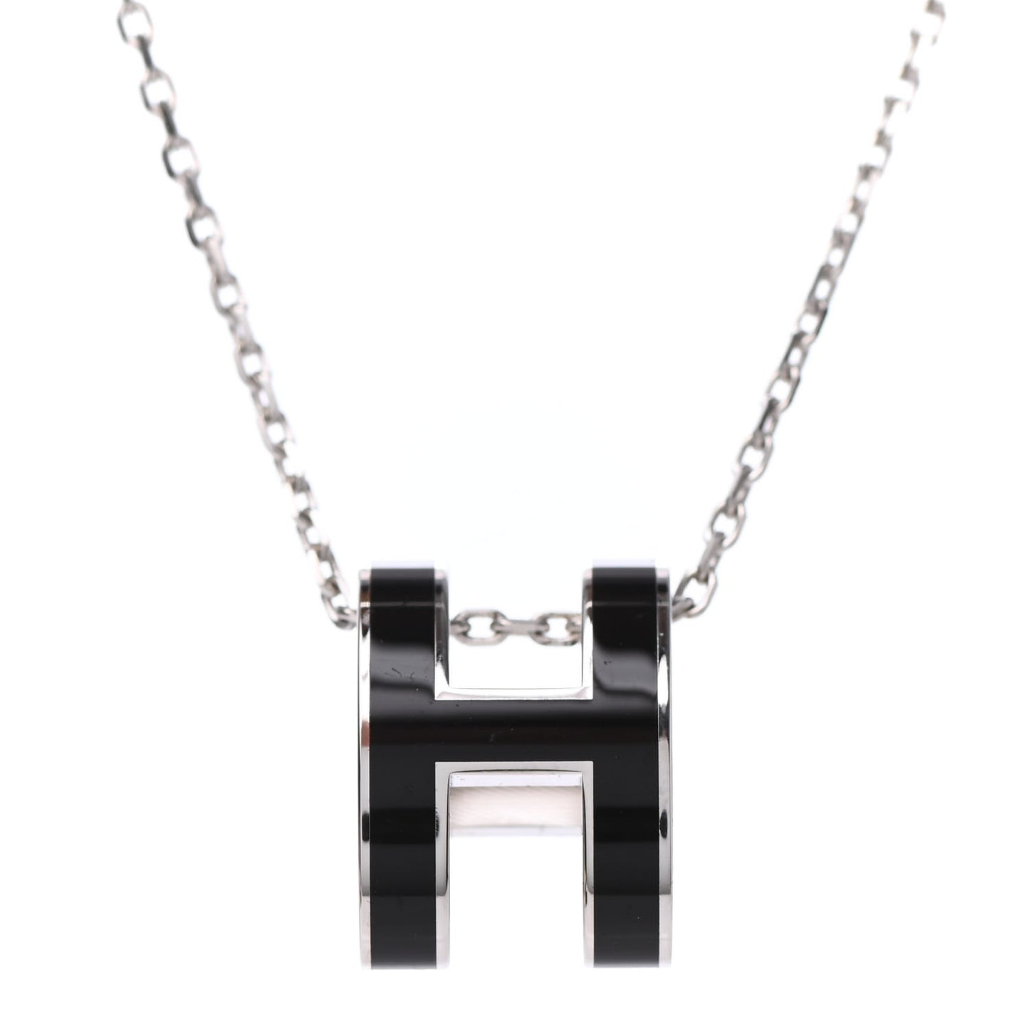 Lacquered Palladium Pop H Pendant Necklace Black