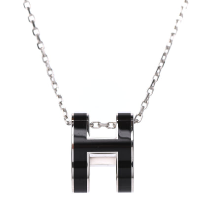 Hermes Lacquered Palladium Pop H Pendant Necklace Black 3 of 3