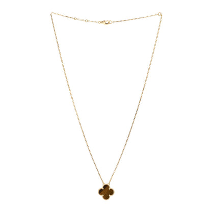 Van Cleef & Arpels 18K Yellow Gold Tiger Eye Vintage Alhambra Pendant Necklace 3 of 6