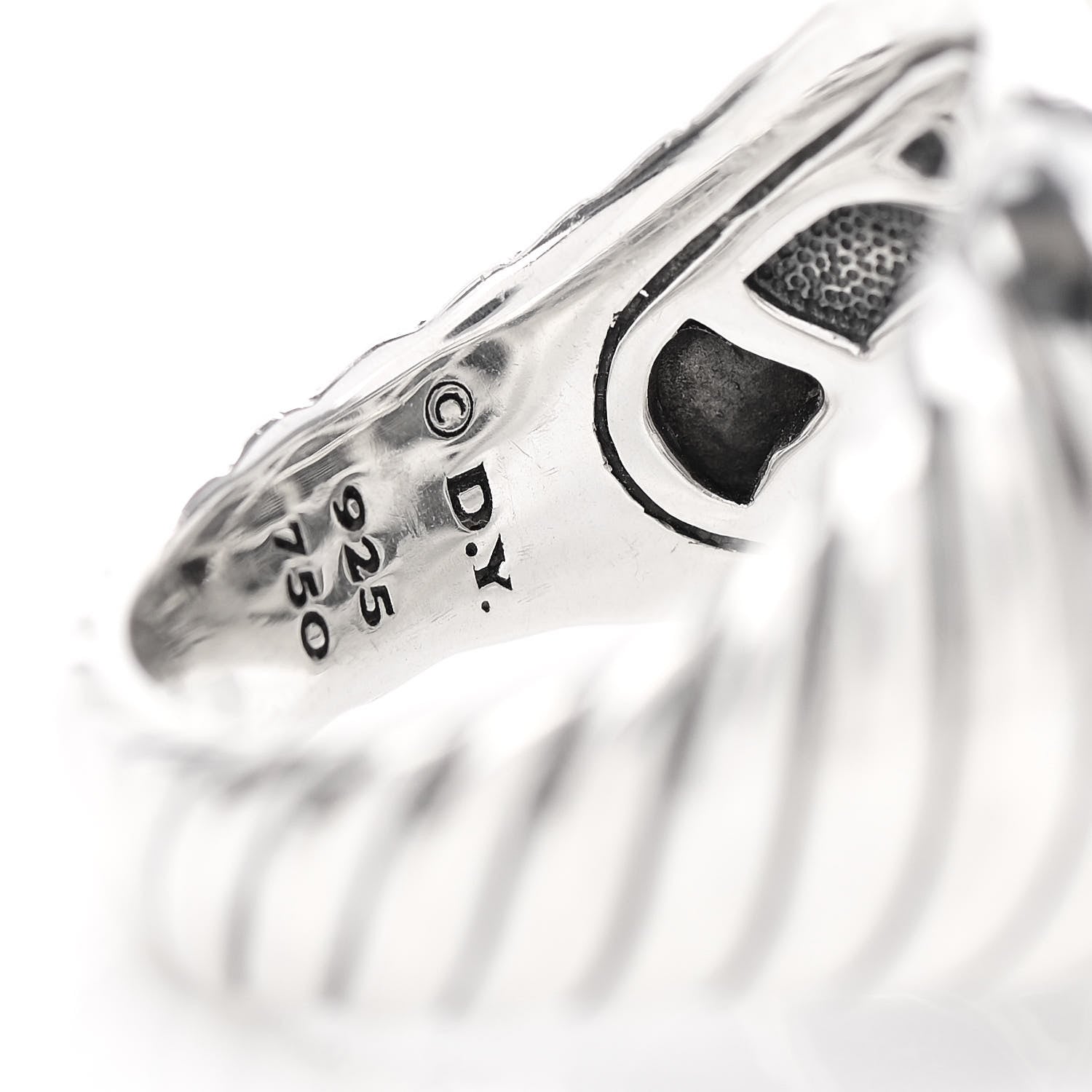 David Yurman Sterling Silver 18K Yellow Gold Diamond Pave Waverly Ring 57 8 5 of 6