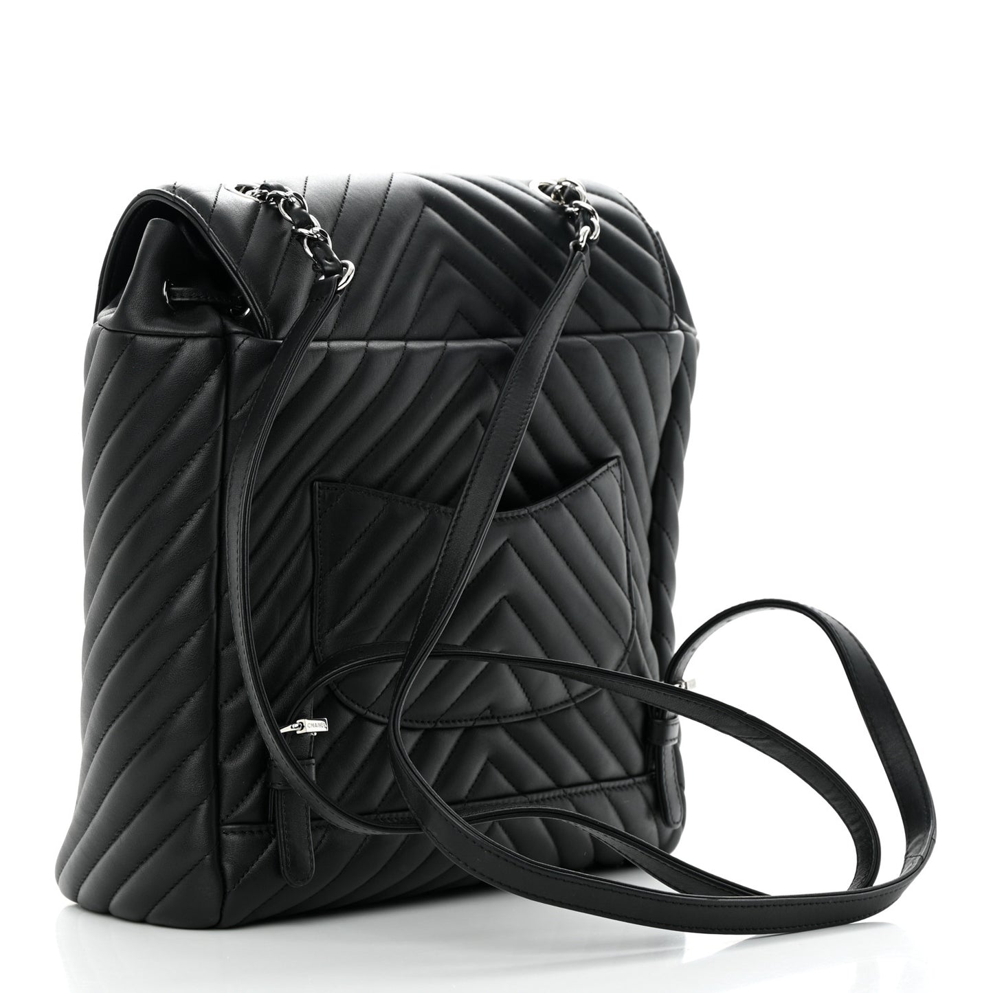 Calfskin Chevron Quilted Large Urban Spirit Backpack Black