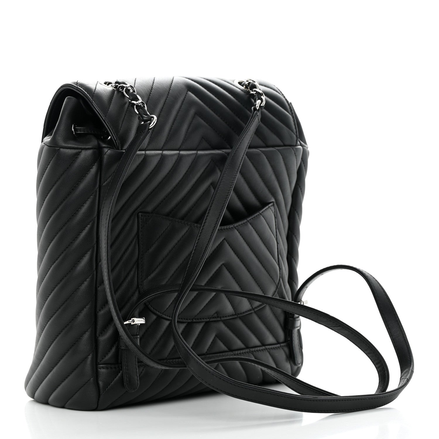 Chanel Calfskin Chevron Quilted Large Urban Spirit Backpack Black 3 of 13